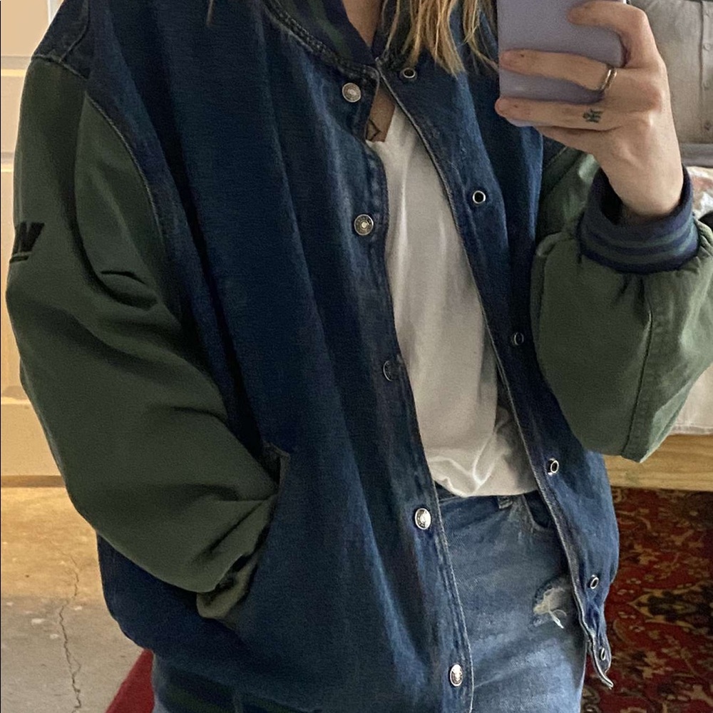 TriMountain Denim Varsity Style Jacket